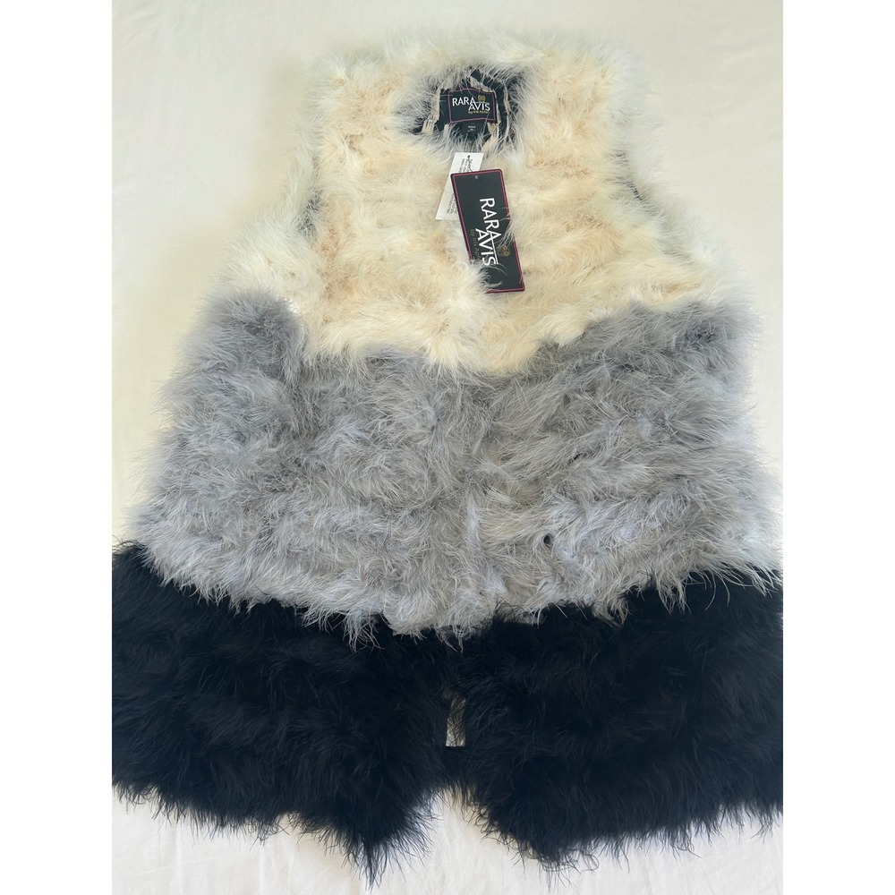 Rara Avis by Iris Apfel GLAM Turkey Feather COLORBLOCK STATEMENT VEST Medium NWT